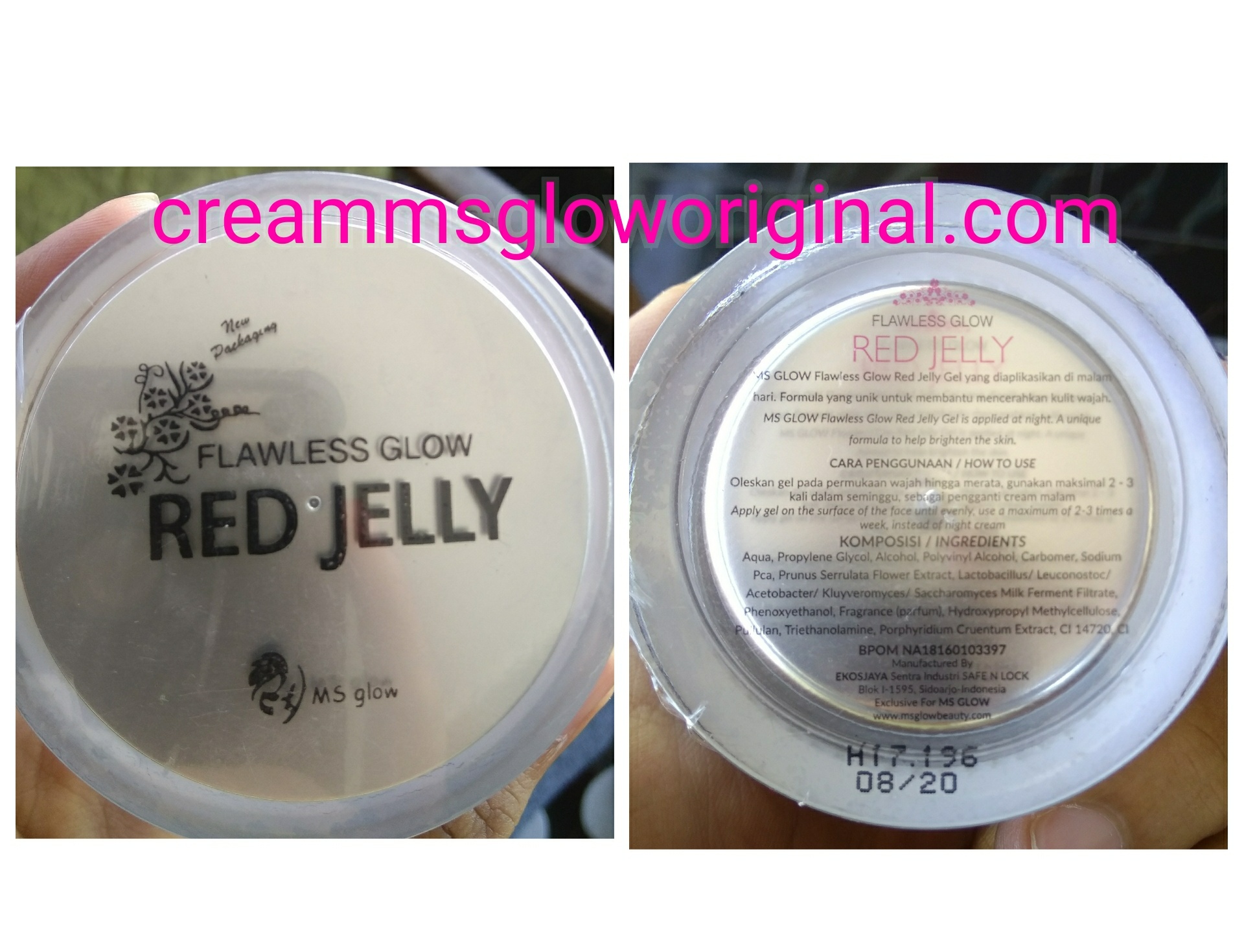 komposisi dan kemasan baru red jelly ms glow